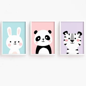 Pepinieră De Arta De Perete Pentru Copii Animale Printuri Bunny Panda, Tigru Poster Minunat Drăguț Panza Pictura Fete Baby Room Decor Poze