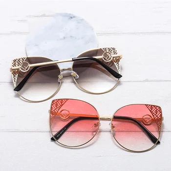 2020 Moda Ochi de Pisică Femeile Metal ochelari de Soare de Designer de Brand Retro fără ramă Gradient de Ochelari de Soare UV400 Ochelari de cal Sexy Ochelari de Oculos
