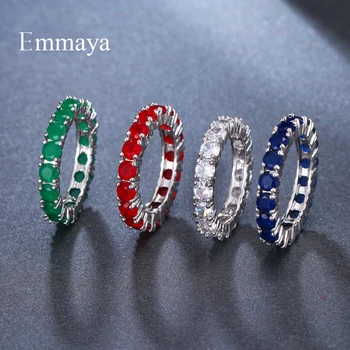 Emmaya Alb Albastru Verde Roșu Zircon Moda Design Inel de Argint Rotunde de Culoare AAA Zircon Inele Pentru Femei Bijuterii Cadou pentru Petrecere