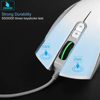 5D 4000 DPI 5V 100mA 4 Butoane LED cu Fir USB Optical Gaming Mouse Alb Portocaliu