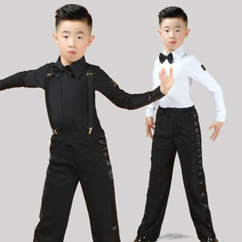 Băiatul Copii Adult Latin Costum Camasa Pantaloni Cravată Albă Băieții De Dans Latino, Costume De 3 Piese Costum Modern Ballroom Tango, Rumba