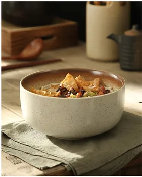 7 Inch Japoneză Tăiței Castron Mare Ramen Bol Cuptor Cu Microunde Ceramică Veselă Salata De Orez Supa De Fructe Boluri De Familie Ustensile De Bucătărie