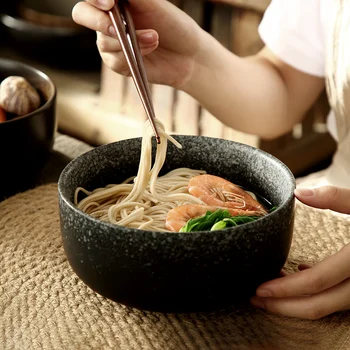 7 Inch Japoneză Tăiței Castron Mare Ramen Bol Cuptor Cu Microunde Ceramică Veselă Salata De Orez Supa De Fructe Boluri De Familie Ustensile De Bucătărie