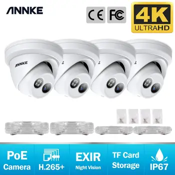 ANNKE 4BUC 4K Ultra HD POE IP de Securitate, Camere de 8MP Piscină de Interior Impermeabil Rețea Dom EXIR Viziune de Noapte Alertă e-Mail CCTV Kit