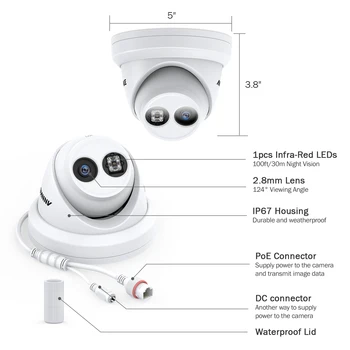ANNKE 4BUC 4K Ultra HD POE IP de Securitate, Camere de 8MP Piscină de Interior Impermeabil Rețea Dom EXIR Viziune de Noapte Alertă e-Mail CCTV Kit