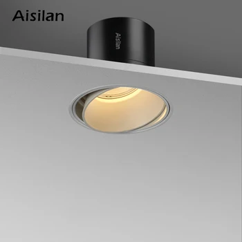 Aisilan LED încastrat tip downlight fara rama 30° reglabil anti-orbire detasabila coridor dormitor alb negru construit în lumina fața locului