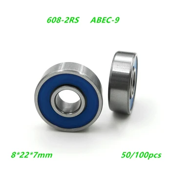 50/100buc ABEC-9 608-2RS role rulment 608RS Degetul spinner rulmenti 8*22*7mm skateboard rulmenți