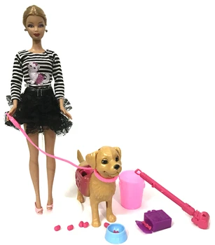 NK Set de Plastic Câine de Companie Pentru Barbie Papusa de Fata Mobilier casă de Păpuși Haioase 1:6 Papusa Accesorii de Formare a Curăța Jucării Os DZ