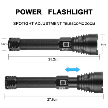 Anjoet XHP90 puternic lanterna led cu Zoom USB Reîncărcabilă putere 26650 sau o baterie 18650 Tactice lanterna Flash de lumină rezistent la apa