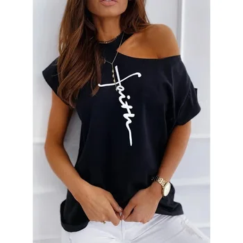 S-5XL Femei pe Maneci Scurte T-shirt de Moda Casual Imprimat Plus Dimensiune Agățat de Gât tricou de Bumbac Moale, Confortabil Simplu Tricou