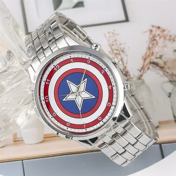 Rece Căpitanul America/Omul de Fier pentru Bărbați Ceasuri din Oțel Inoxidabil Mens Ceas de Cuarț Ceas de mână din Metal de Pliere Incuietoare reloj masculino