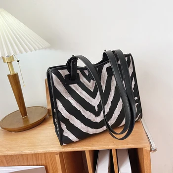 Moda din piele PU culoare solidă Zebra Print geantă de mână pentru femei genti pentru femei 2020 bolsos para mujer brand de lux sac