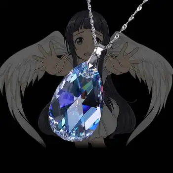 2019 nou Anime SAO Sabie de Arta On-line Kirito Asuna Albastru de Cristal Film & TV Model Pandantiv cu lant de metal Cifre de Colectare de Jucării