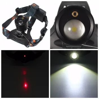2 în 1 Farurilor Laser Roșu 5000lm Zoom LED Cap Lampă cu Lumină Albă de Vânătoare lanterna Lanterna 18650 baterie Reîncărcabilă Becuri Baterie
