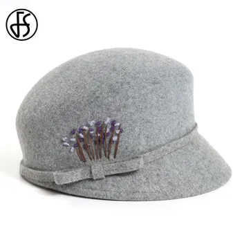 FS Elegant Fedora Hat Pentru Femei Lână Margine Largă Negru Roz de Iarnă Pălării de Fetru de Moda Doamnelor Pălărie Cloche Biserica Chapeau en-Gros