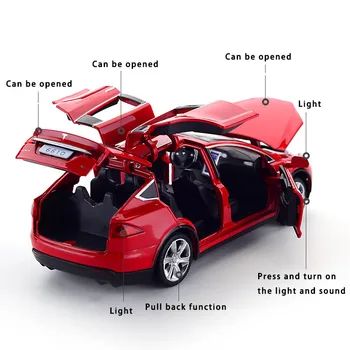 Turnat sub presiune Vehicule Tesla SUV 1:32 Macheta Auto din Aliaj de Metal de Simulare Trage Înapoi Masini Lumini de Jucarii Pentru Copii, Cadouri Pentru Copii