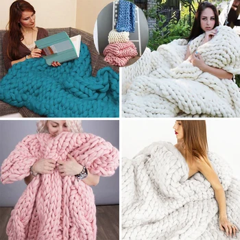 Arunca Pătură Mână-Țesute Fuzzy Pături Mobilier Canapea Pătură Tricotate Convenabil, Confortabil Pentru Copil Pătură De Lână