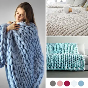 Arunca Pătură Mână-Țesute Fuzzy Pături Mobilier Canapea Pătură Tricotate Convenabil, Confortabil Pentru Copil Pătură De Lână