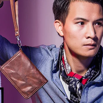 AETOO Retro din piele portofel barbat piele de oaie scurt, multi-funcțional la modă de personalitate a tinerilor bărbați portofel vertical