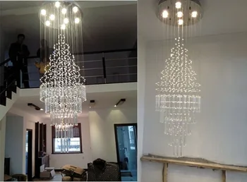 Duplex de lux scara etaj rotative lungi candelabru de cristal moderne, creative, living lampa villa sala hol proiect lămpi