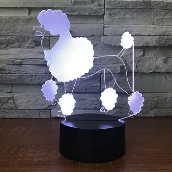 Pudel Câine 3d Lampă 7 Culori Led-uri Lămpi de Noapte Pentru Copiii Touch Led-uri Usb Masă Lampara Lampe de Dormit pentru Copii Veioza Picătură de Transport maritim