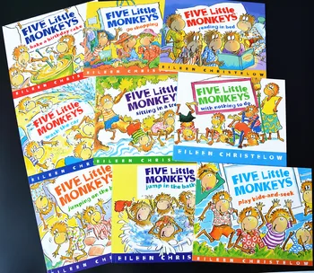 9 Cărți/set Cele Cinci Maimuțe Mici limba engleză Colorare Imagine Poveste pentru Copii Carte pentru Copii de Educație Timpurie Cărți Copilul engleză