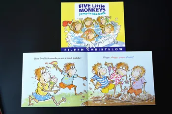 9 Cărți/set Cele Cinci Maimuțe Mici limba engleză Colorare Imagine Poveste pentru Copii Carte pentru Copii de Educație Timpurie Cărți Copilul engleză