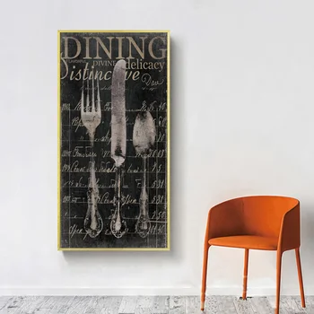 Cutit Lingura de Postere si Printuri Panza Pictura Scandinave Bucătărie Printuri de Arta de Perete Imaginile pentru Camera de zi Cuadros Decor Acasă