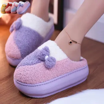 Femei platforma papuci doamnelor confortabil catifea fuzzy slide-uri fete ins acasă pantofi pentru femei de iarnă papuci