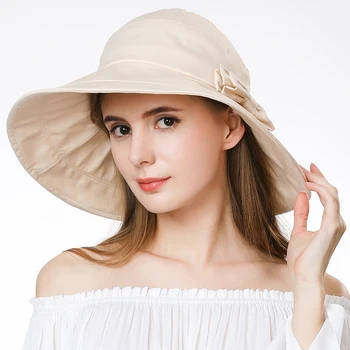 FANCET Vara Margine Largă Pălării de Soare Pentru Femei UPF50+ UV Pliabil Packable Detasabila Bowknot Reglabil Boonie Găleată Pălării 69038