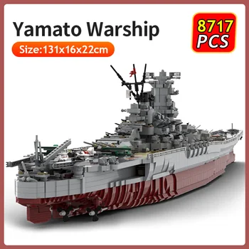 MOC Battleship Yamato Blocuri Militare WW 2Japan Navă de război Model de Asamblare Armă Cruiser Cărămizi Copii, Jucării DIY Cadou de Crăciun