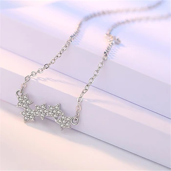 Noua moda femeile cu stele de argint colier pandantiv temperament elegant orbitor dragoste stele de cristal pandantiv bijuterii