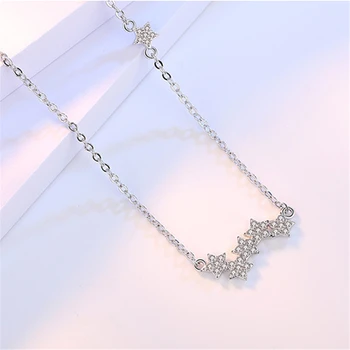 Noua moda femeile cu stele de argint colier pandantiv temperament elegant orbitor dragoste stele de cristal pandantiv bijuterii