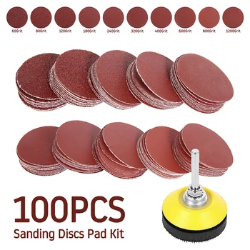 2inch 100buc Șlefuire Discuri Pad Kit pentru masina de Gaurit Polizor Instrumente Rotative cu Placă de Susținere Gambă Include 60-1000 hârtie abrazivă Granulație