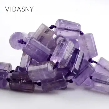 Naturale Cylinde Forma Fațete Lumina Violet Ametist, Margele Pentru Bijuterii de Luare 11*15 mm Distanțier Margele Diy Bratari Coliere 15