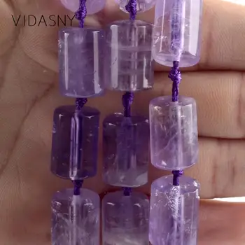 Naturale Cylinde Forma Fațete Lumina Violet Ametist, Margele Pentru Bijuterii de Luare 11*15 mm Distanțier Margele Diy Bratari Coliere 15