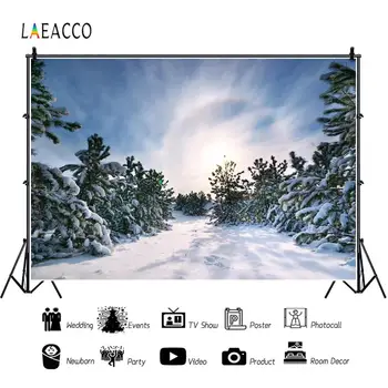 Laeacco Peisaj De Iarna De Pin, Copac, Cer Albastru, Zăpadă, Fotografie, Fundaluri Personalizate Fundaluri Fotografice Pentru Fotografia De Studio