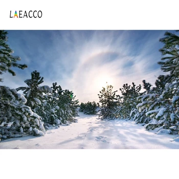 Laeacco Peisaj De Iarna De Pin, Copac, Cer Albastru, Zăpadă, Fotografie, Fundaluri Personalizate Fundaluri Fotografice Pentru Fotografia De Studio