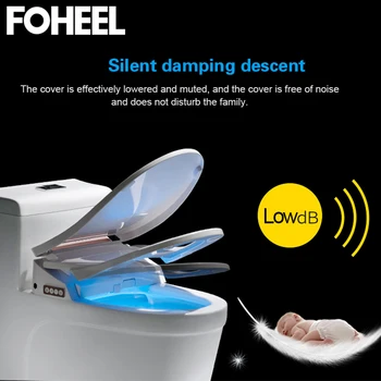 FOHEEL argint aur toaletă inteligent husa scaunului electronice bideu curată și uscată încălzire scaun wc inteligent cu led-uri de lumină capac scaun de toaletă