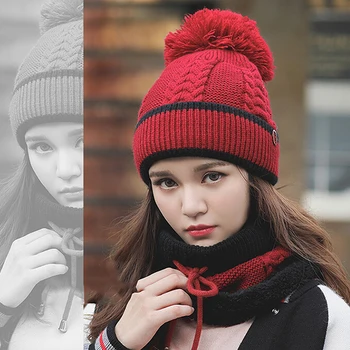 Noua Moda Toamna Iarna Femei Pălărie Capace Tricotate Eșarfă Caldă Windproof Multi-Funcțional Pălărie Eșarfă Set accesorii de îmbrăcăminte costum