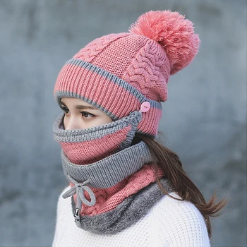 Noua Moda Toamna Iarna Femei Pălărie Capace Tricotate Eșarfă Caldă Windproof Multi-Funcțional Pălărie Eșarfă Set accesorii de îmbrăcăminte costum