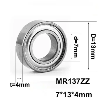 10 Bucati/lot de Mr137Zz Rulment 7*13*4Mm Rulment Profunde Groove Miniatură Poartă Oțel Crom
