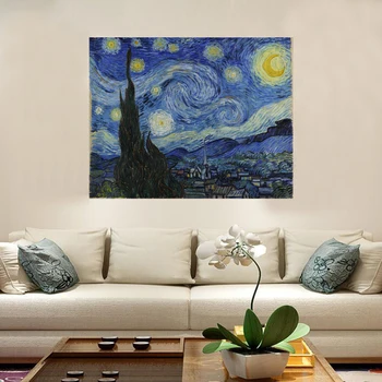 Van Gogh Clasice Abstract Panza Tablou Peisaj De Noapte Înstelat Postere Europa Wall Art Print Imagini Living Decor Acasă