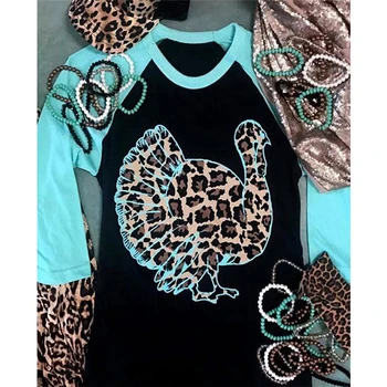 Ziua Recunoștinței Tricou Leopard Turcia Imprimare Tricou Cu Maneca Trei Sferturi, Haine De Sex Feminin De Îmbinare Topuri Festivalul De Streetwear A40