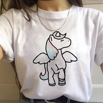 Noul Unicorn Kawaii Harajuku Tricouri Femei Drăguț Unicornio Ullzang de Desene animate T-shirt ' 90 Amuzant Print Tshirt Graphic Top Teuri de sex Feminin