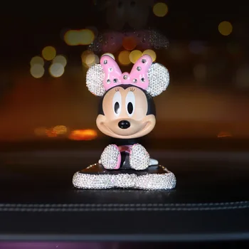 Disney Masina Tremura Decor Cap De Diamant Minnie Mickey Tremura Cap De Papusa Pentru Decor Masina Masina De Bunuri Accesorii De Interior