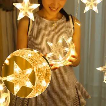 Impermeabil LED Star Luna Șir de Lumini 220V LED Lumini de Basm Cortina Lumina de Crăciun de Decorare Nunta Lampa de beculețe