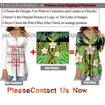 Jackherelook Bluza Feminin 2020 Primăvară Topuri Cu Maneci Lungi Tripocal Hibiscus Polineziene Tribal Print Boho Femei Tricou Haine Mujer