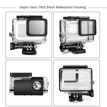 Husiway Accesorii Kit pentru Gopro Hero 7 6 5 Negru rezistent la apa de Locuințe Caz, Stabilite pentru Gop pro Hero6 Hero7 Hero5 Camera 57A