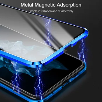Metal Magnetic Dublă față-Verso de Sticla Caz Pentru Samsung Galaxy A21s A50 A51 A20s A70 A71 A81 A91 A20 A30 A11 S10E M21 M31 M51 Acoperi